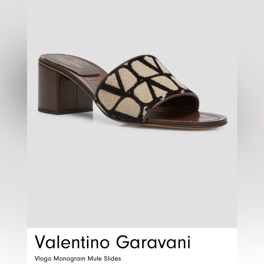 Valentino Garavani Black and Cream Vlogo Mules